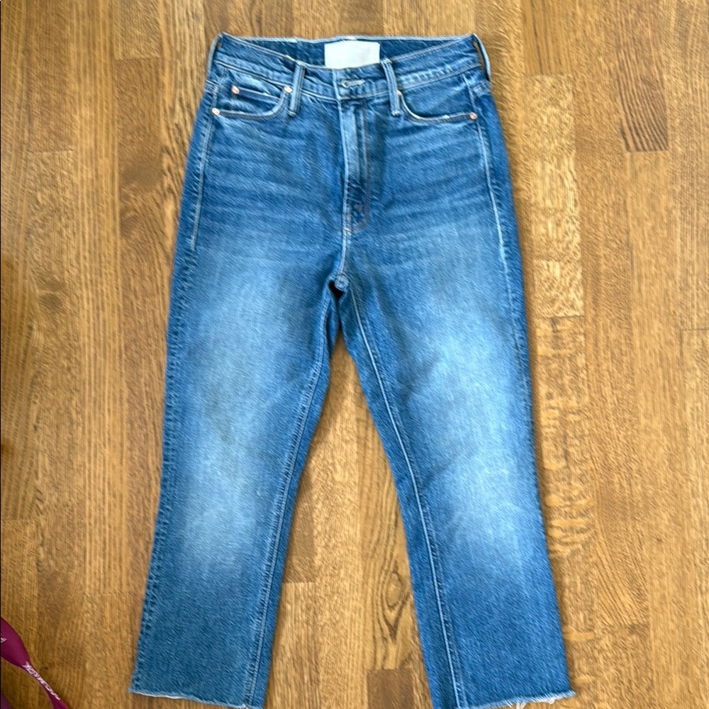 MOTHER Cropped Blue Jeans
